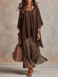 Women Bohemian Leopard Print Layered Maxi Dress