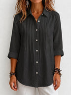 New Arrival 🔥 Women's Solid-color Casual Pleated Cotton-linen Shirt