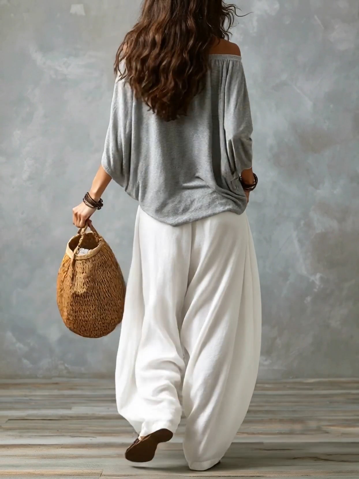 Women Boho Off-Shoulder Blouse &amp; Harem Pants Set