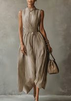 Women Chic Striped Sleeveless Midi Dress