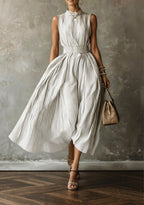 Women Chic Striped Sleeveless Midi Dress