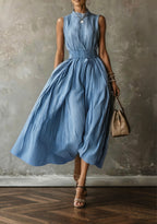 Women Chic Striped Sleeveless Midi Dress