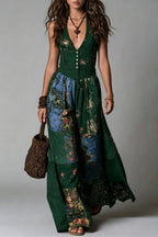 Women Vintage Patchwork Bohemian Maxi Dress