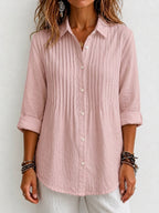 New Arrival 🔥 Women's Solid-color Casual Pleated Cotton-linen Shirt