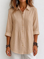 New Arrival 🔥 Women's Solid-color Casual Pleated Cotton-linen Shirt