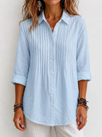 New Arrival 🔥 Women's Solid-color Casual Pleated Cotton-linen Shirt