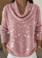 🎄 CLEARANCE SALE🔥 Women's Elegant Solid Color Loose Shiny Sweater