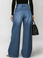 Women's Floral Art Print Casual Stylish Hollow Denim Pants