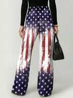 Women's American Independence Day Flag Decoration Patterns Cotton Denim Pants