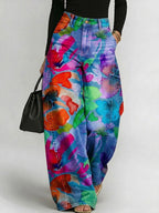 Women's Watercolor Floral Print Loose-fit Jeans
